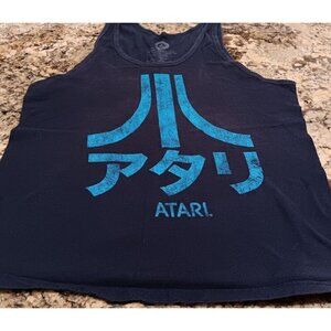Large Atari Mens Sleeveless Shirt Blue W/ Discoloration On Back
